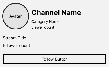 Concept A wireframe: a quick follow control overlaid on the live video with minimal channel information.